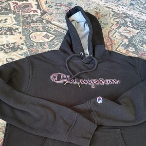 Champion Black Hoodie with Embroidered Logo